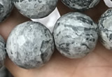 CPJ646 15.5 inches 16mm faceted round grey picture jasper beads