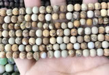 CPJ650 15.5 inches 4mm round matte picture jasper beads wholesale