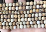 CPJ651 15.5 inches 6mm round matte picture jasper beads wholesale