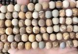 CPJ652 15.5 inches 8mm round matte picture jasper beads wholesale