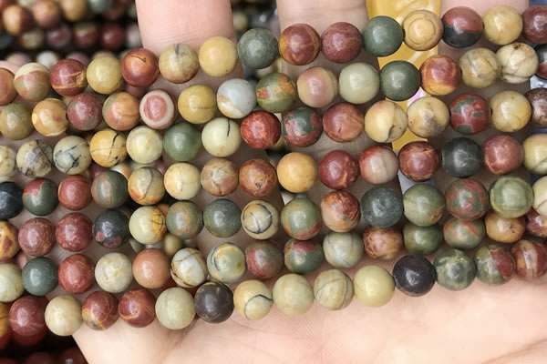 CPJ671 15.5 inches 6mm round picasso jasper beads wholesale