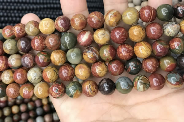 CPJ673 15.5 inches 10mm round picasso jasper beads wholesale