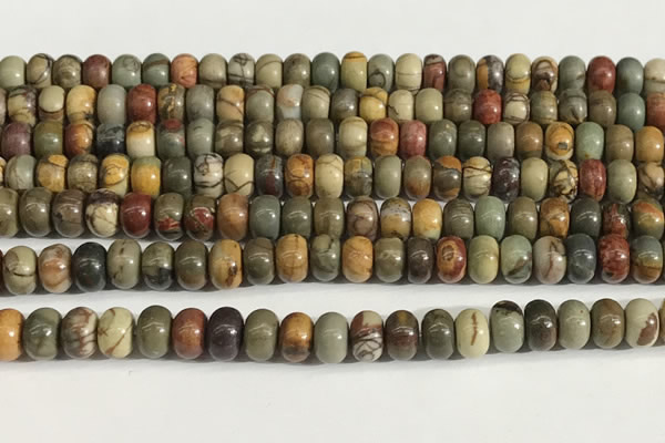 CPJ677 15.5 inches 4*6mm rondelle picasso jasper beads wholesale