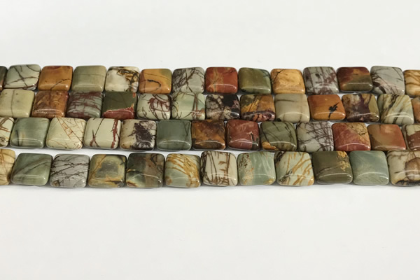 CPJ684 15.5 inches 8*8mm square picasso jasper beads wholesale