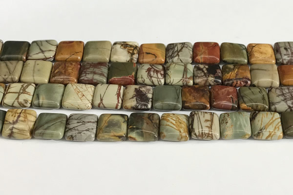 CPJ686 15.5 inches 12*12mm square picasso jasper beads wholesale