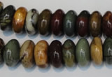 CPJ69 15.5 inches 7*14mm rondelle picasso jasper gemstone beads