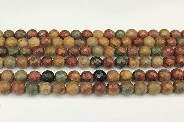 CPJ690 15 inches 6mm faceted round picasso jasper beads