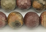 CPJ692 15 inches 10mm faceted round picasso jasper beads