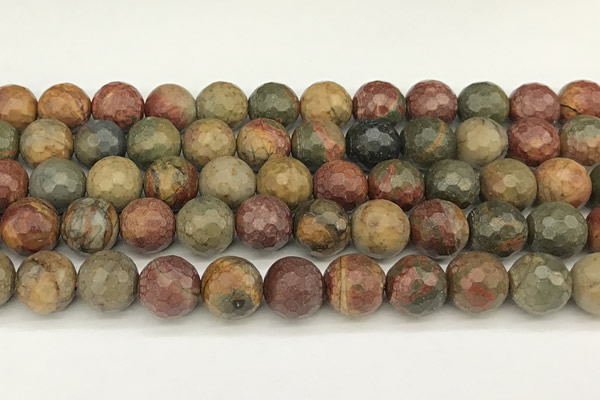 CPJ693 15 inches 12mm faceted round picasso jasper beads