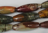 CPJ72 15.5 inches 10*30mm rice picasso jasper gemstone beads