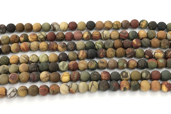 CPJ736 15 inches 6mm round matte picasso jasper beads