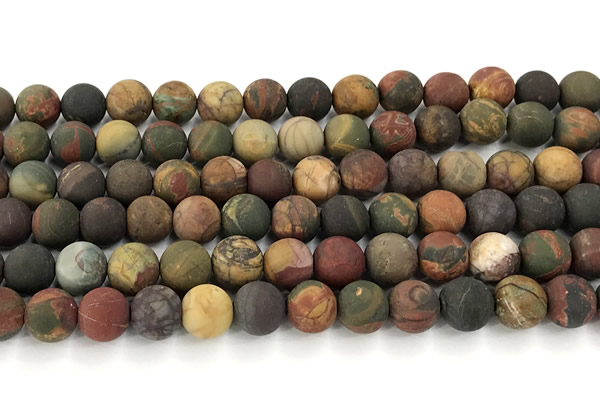 CPJ737 15 inches 8mm round matte picasso jasper beads