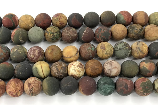 CPJ738 15 inches 10mm round matte picasso jasper beads