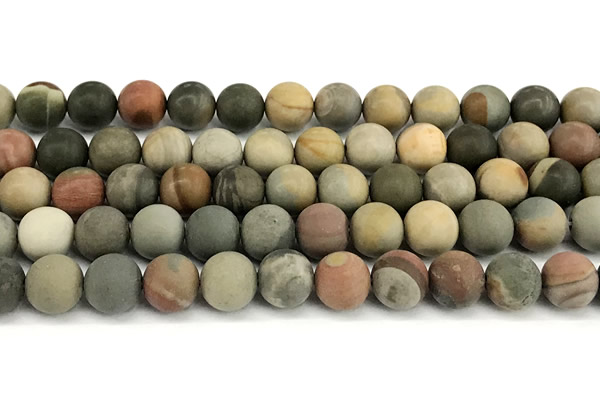 CPJ753 15 inches 10mm round matte American picture jasper beads