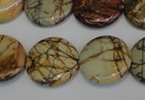 CPJ80 15.5 inches 25mm flat round picasso jasper gemstone beads