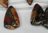 CPJ96 Top-drilled 15*25mm – 16*36mm flat teardrop picasso jasper beads