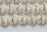 CPL01 15.5 inches 9*10mm nuggets pearl with rhinestone beads