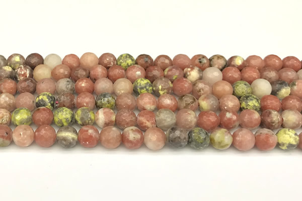 CPM11 15 inches 6mm faceted round red plum blossom jade beads