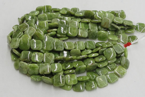 CPO11 15.5 inches 20*20mm square olivine gemstone beads wholesale