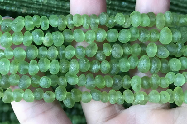 CPO120 15.5 inches 3*6mm nuggets matte peridot gemstone beads