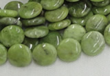 CPO16 15.5 inches 12mm flat round olivine gemstone beads wholesale