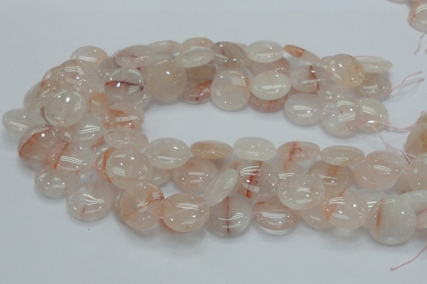 CPQ03 15.5 inches 20mm flat round natural pink quartz beads