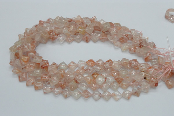 CPQ07 15.5 inches 10*10mm diamond natural pink quartz beads