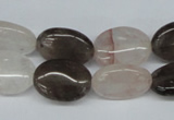 CPQ105 12*16mm oval natural pink crystal & smoky quartz beads