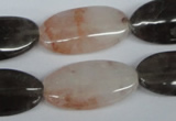 CPQ107 15*20mm oval natural pink crystal & smoky quartz beads