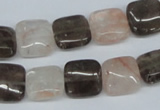 CPQ111 12*12mm square natural pink crystal & smoky quartz beads