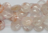 CPQ16 15.5 inches 12mm faceted coin natural pink quartz beads