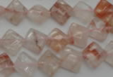 CPQ224 15.5 inches 10*10mm faceted diamond natural pink quartz beads