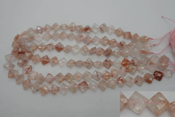 CPQ224 15.5 inches 10*10mm faceted diamond natural pink quartz beads