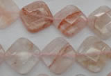 CPQ226 15.5 inches 15*15mm faceted diamond natural pink quartz beads