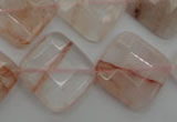 CPQ228 15.5 inches 20*20mm faceted diamond natural pink quartz beads