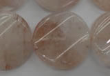 CPQ238 15.5 inches 28mm twisted coin natural pink quartz beads