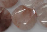 CPQ240 15.5 inches 28mm faceted & twisted coin natural pink quartz beads