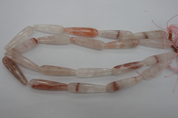 CPQ248 15.5 inches 10*40mm faceted teardrop natural pink quartz beads