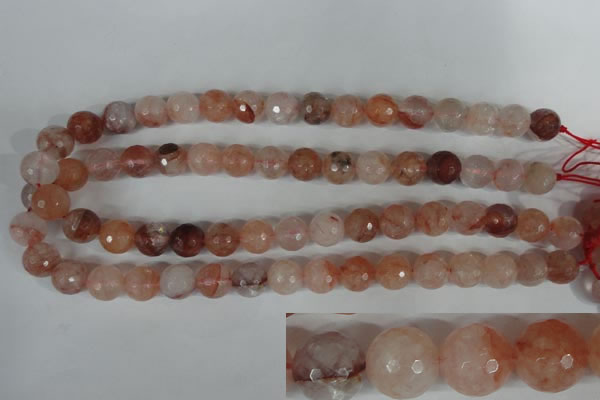 CPQ25 15.5 inches 12mm faceted round natural pink quartz beads