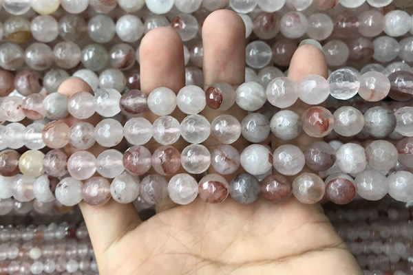 CPQ312 15.5 inches 8mm faceted round pink quartz beads wholesale