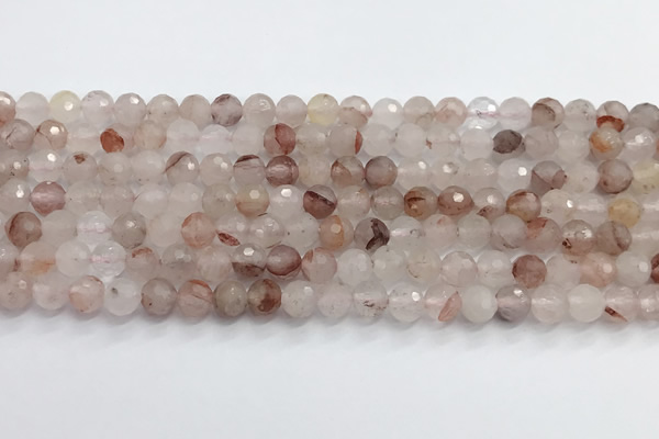 CPQ318 15.5 inches 6mm faceted round pink quartz beads