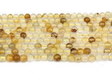 CPQ350 15.5 inches 4mm round yellow quartz gemstone beads