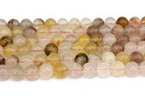 CPQ362 15.5 inches 8mm round pink & yellow quartz gemstone beads