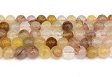 CPQ363 15.5 inches 10mm round pink & yellow quartz gemstone beads