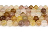 CPQ364 15.5 inches 12mm round pink & yellow quartz gemstone beads