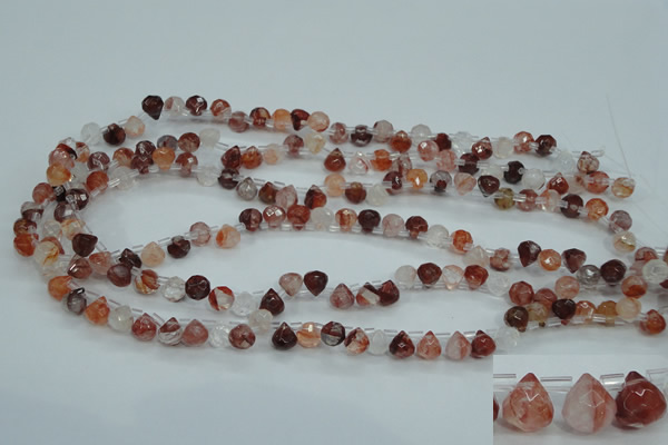 CPQ41 Top-drilled 7*7mm faceted teardrop natural pink quartz beads