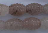 CPQ90 15.5 inches 15*20mm carved rice natural pink quartz beads