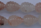 CPQ92 15.5 inches 15*20mm carved teardrop natural pink quartz beads