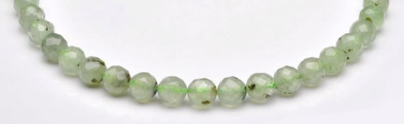 CPR06 A- grade 10mm faceted round natural prehnite stone beads