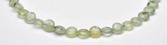 CPR07  A grade 10mm flat round natural prehnite gemstone beads